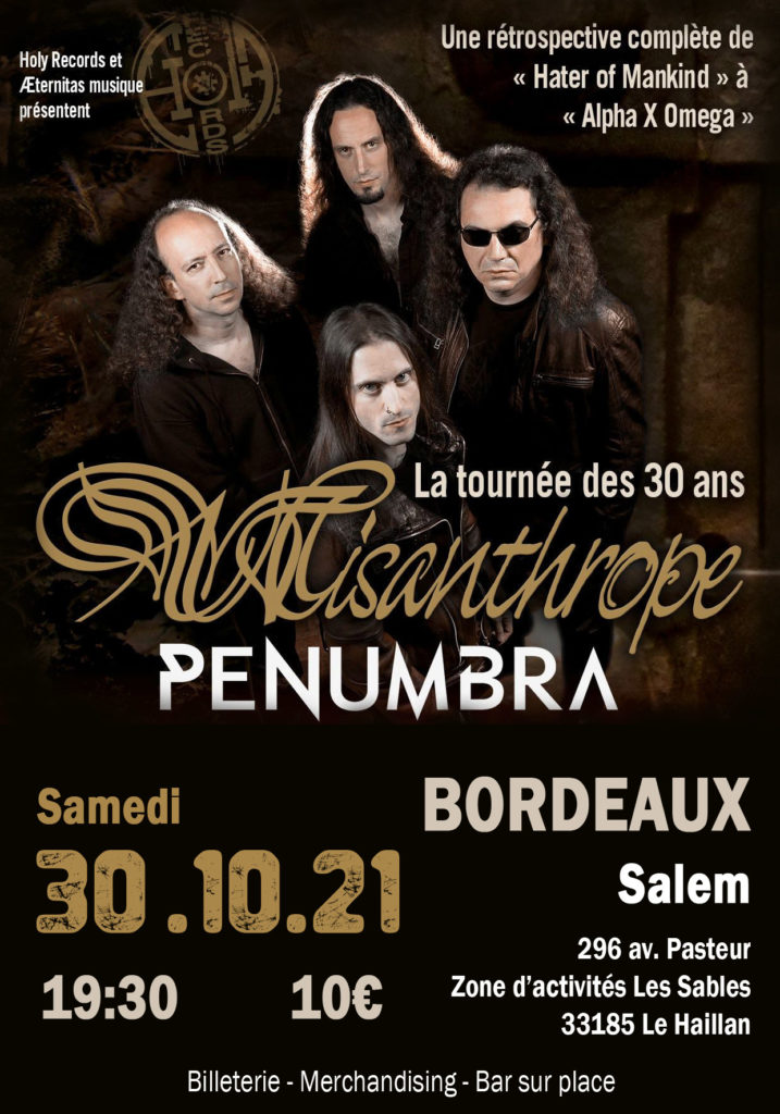 Affiche du concert de Misanthrope et Penumbra le 30 octobre 2021
